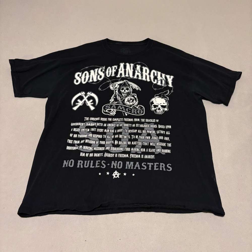 Sons of Anarchy SAMCRO No Rules No Masters Graphic T-Shirt Black Mens XL